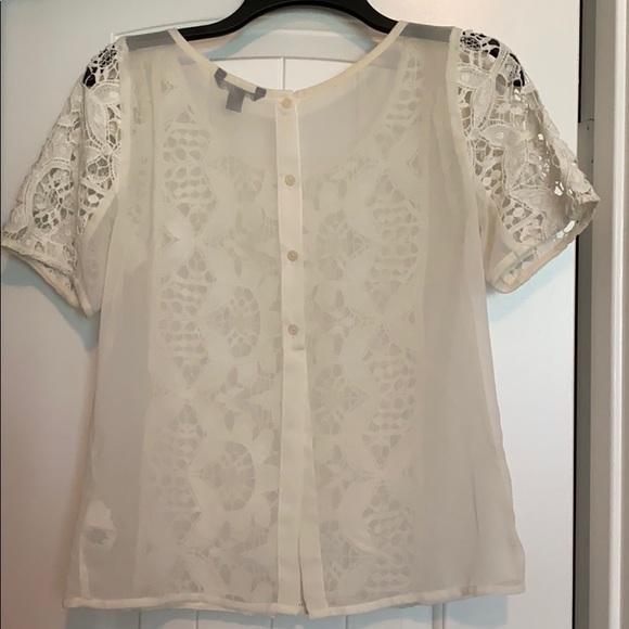 AE Lace & Chiffon Button Back Top - Picture 2 of 2